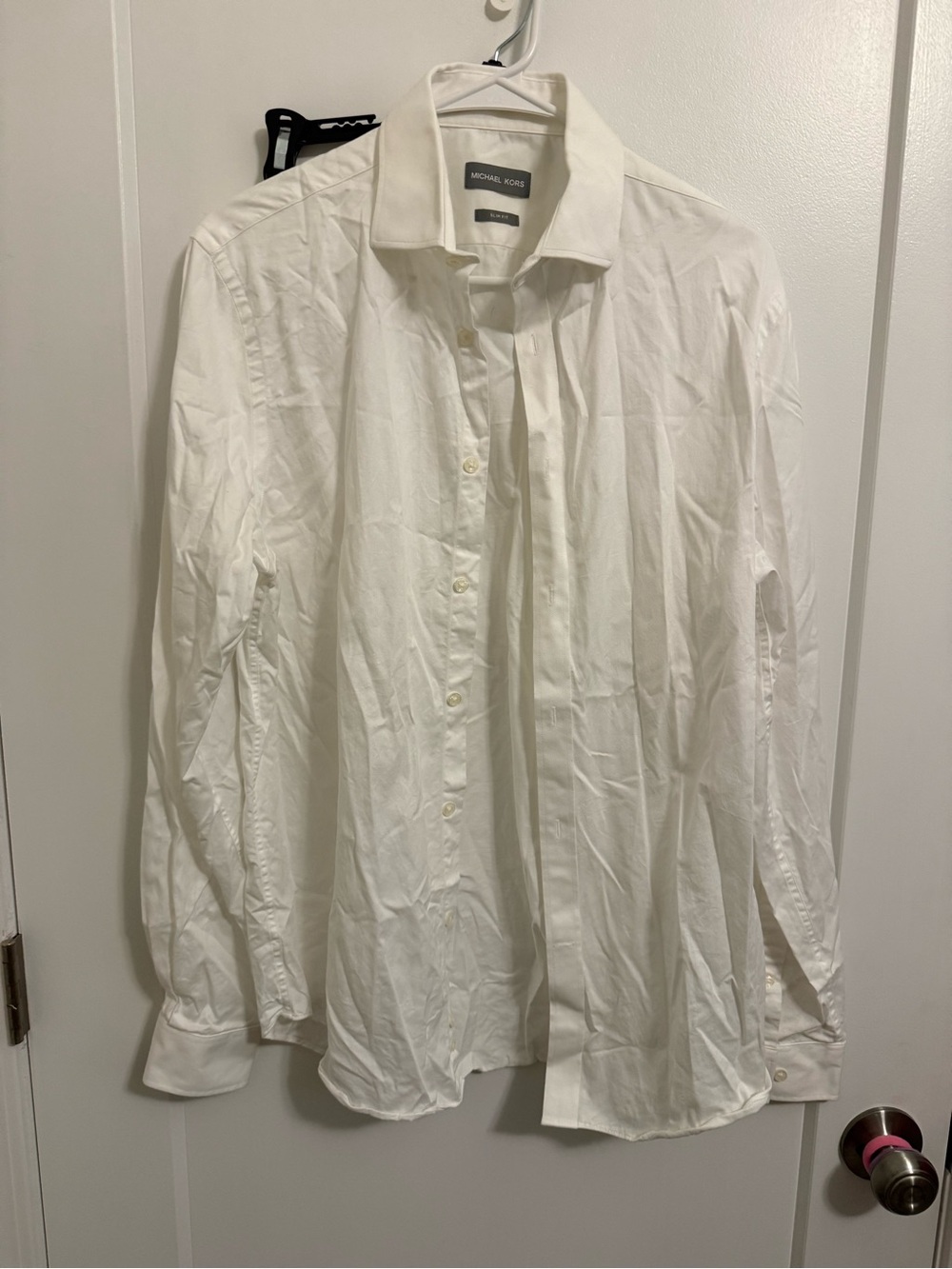 Michael Kors Men's White Long-Sleeve Dress Shirt